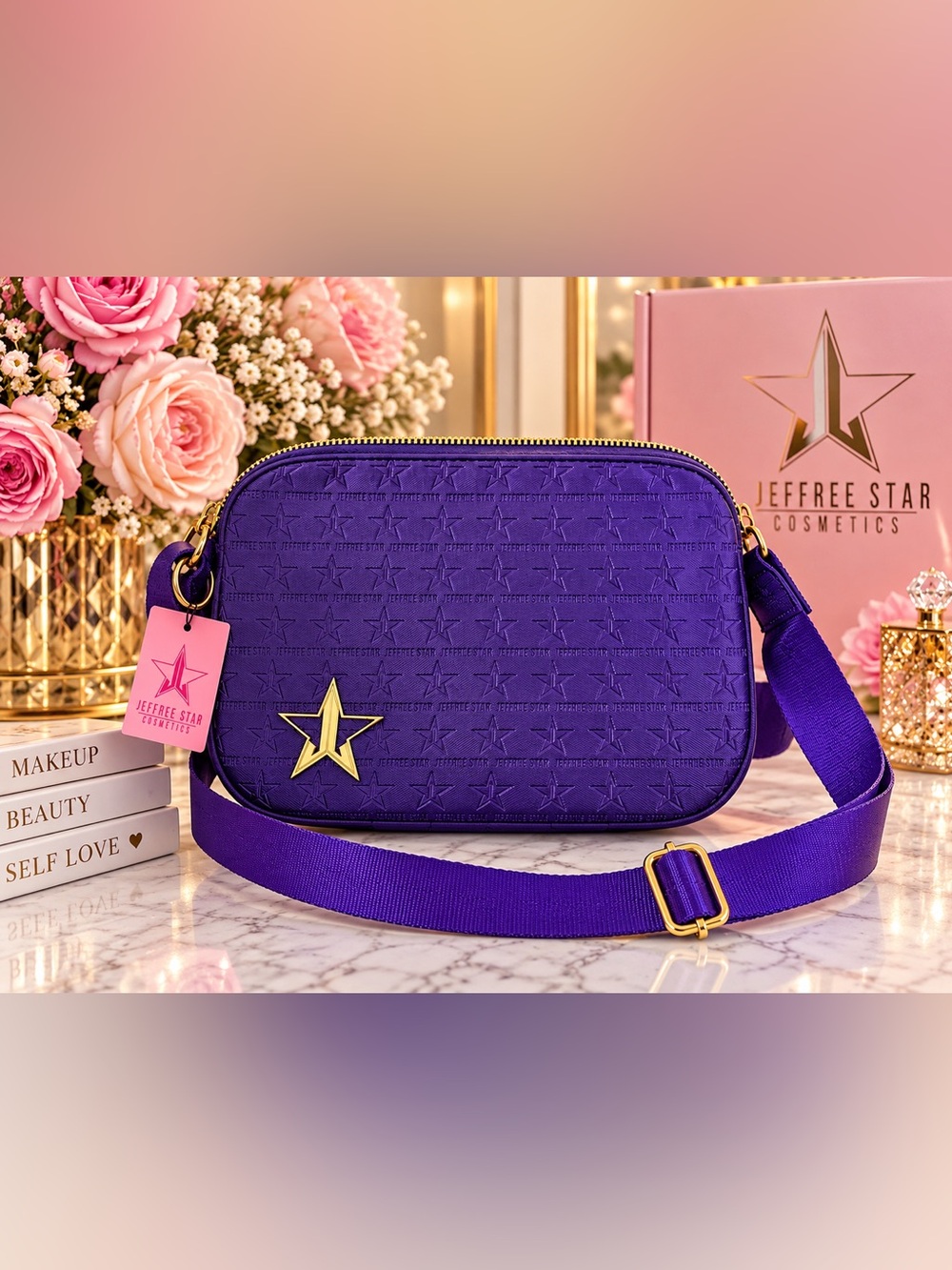 Jeffree Star Deep Purple Embossed Crossbody Bag with Gold Star - Picture 10 of 10